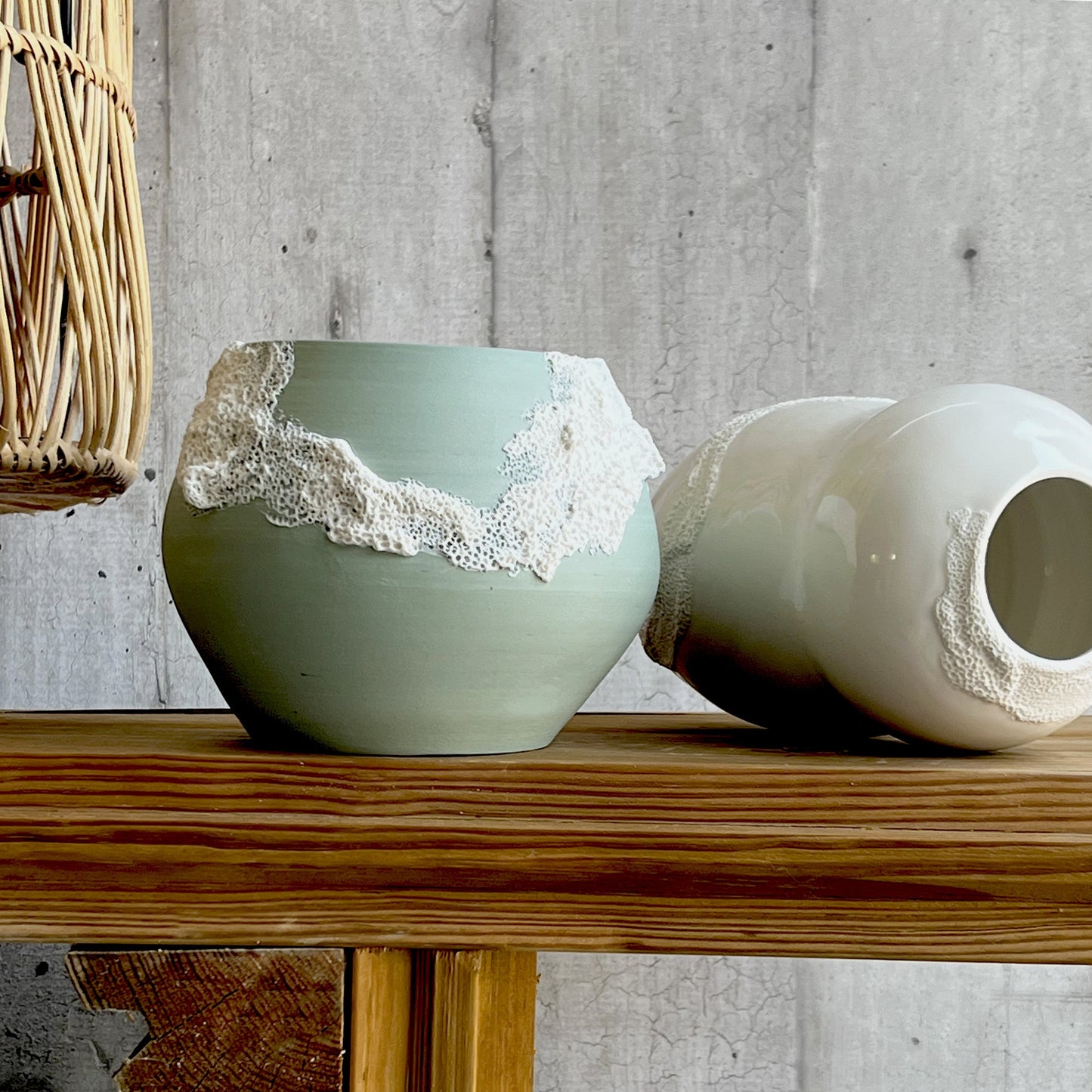 Cache-pot Corail vert
